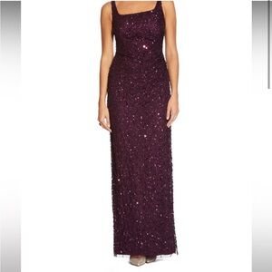 Adrianna papell Sequin plum long dress